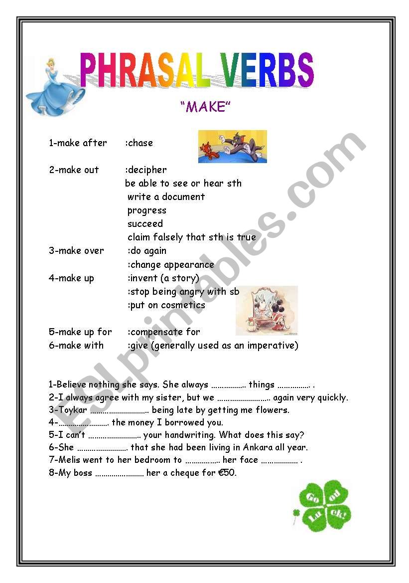 phrasal verbs with make worksheet