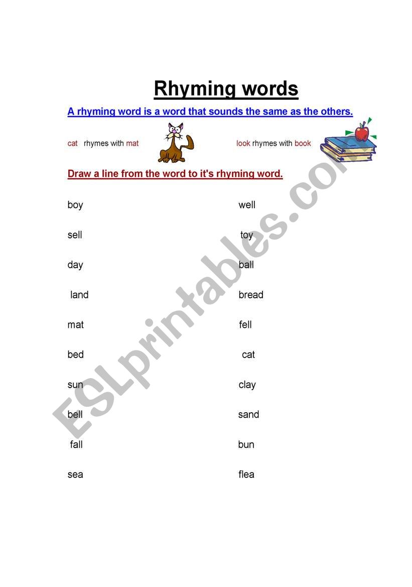 Rhyming words worksheet
