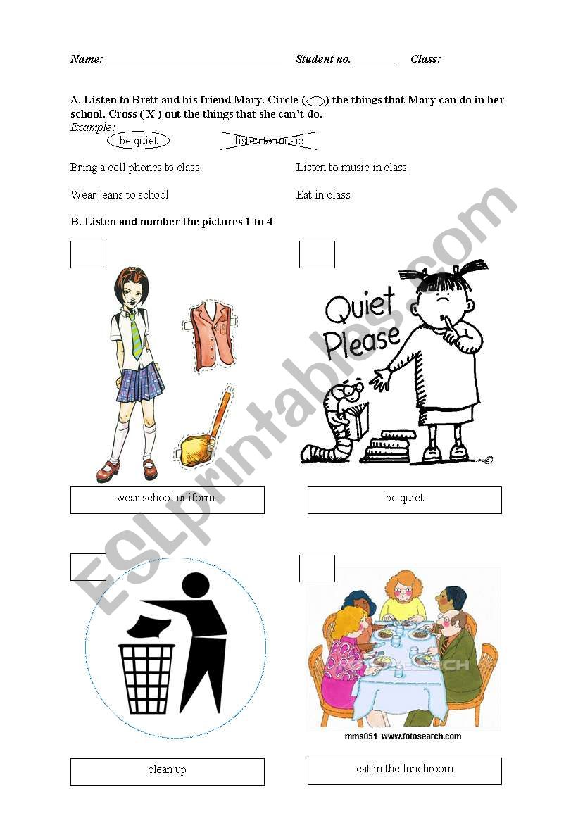 school rule worksheet