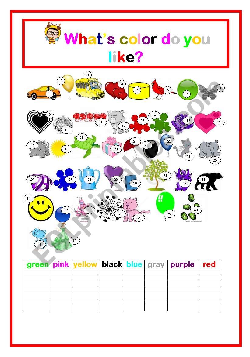 whats color do you like? worksheet