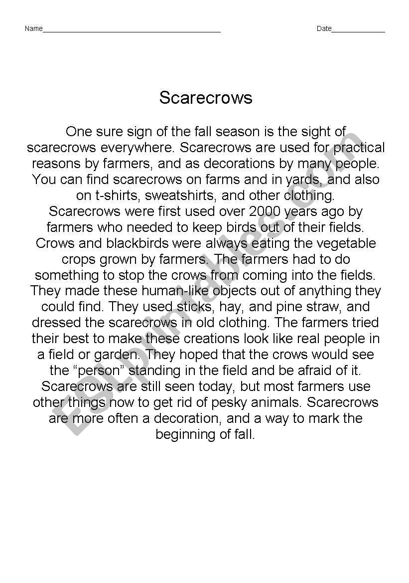 scarecrow worksheet