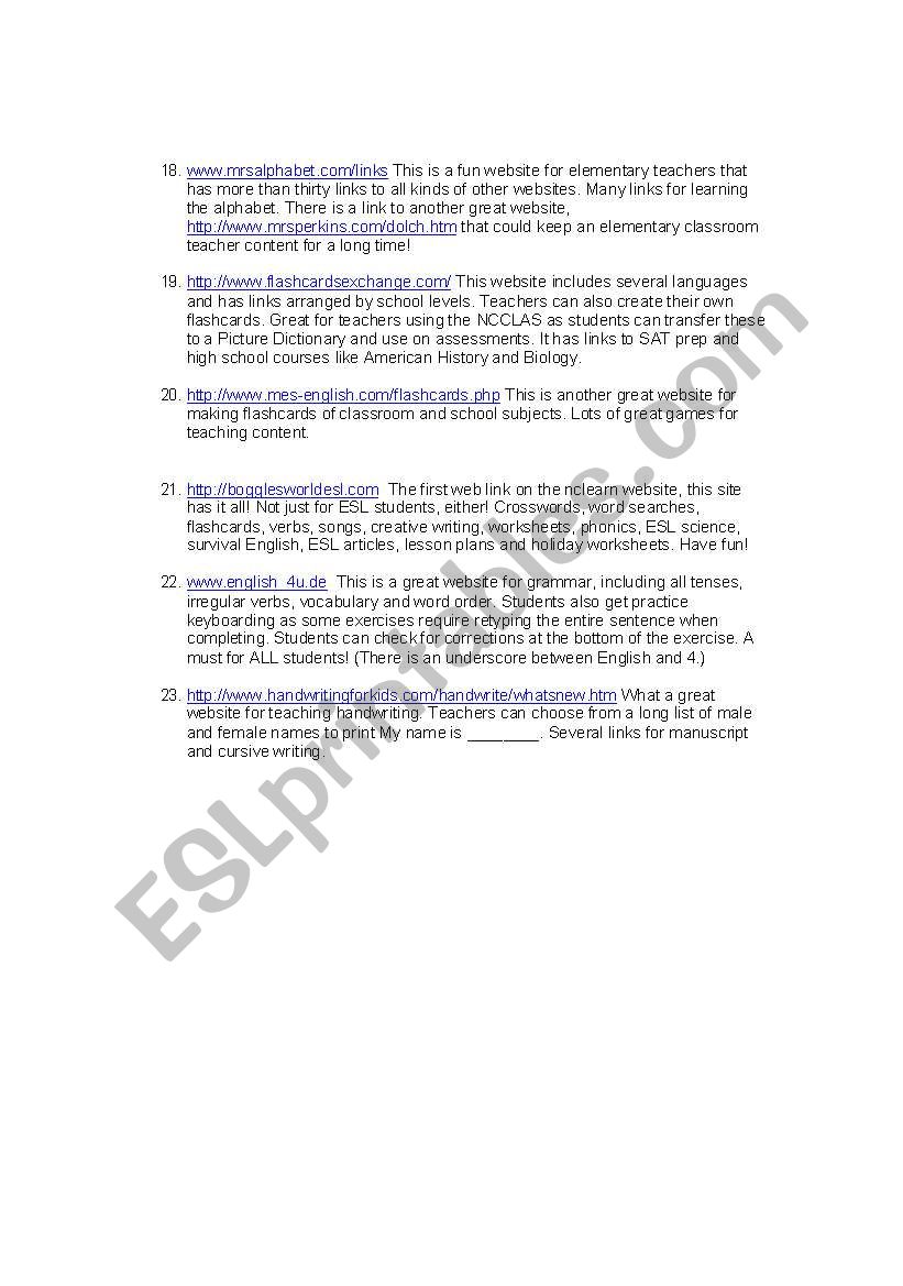 esl resource page - ESL worksheet by munozyvn