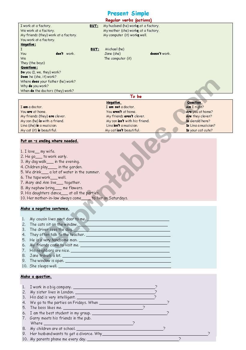 Present Simple - Regular Verbs vs To Be