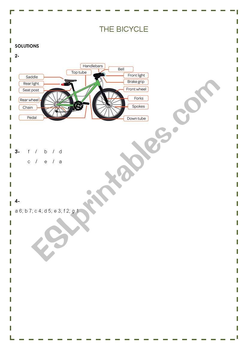 The bicycle solutions worksheet