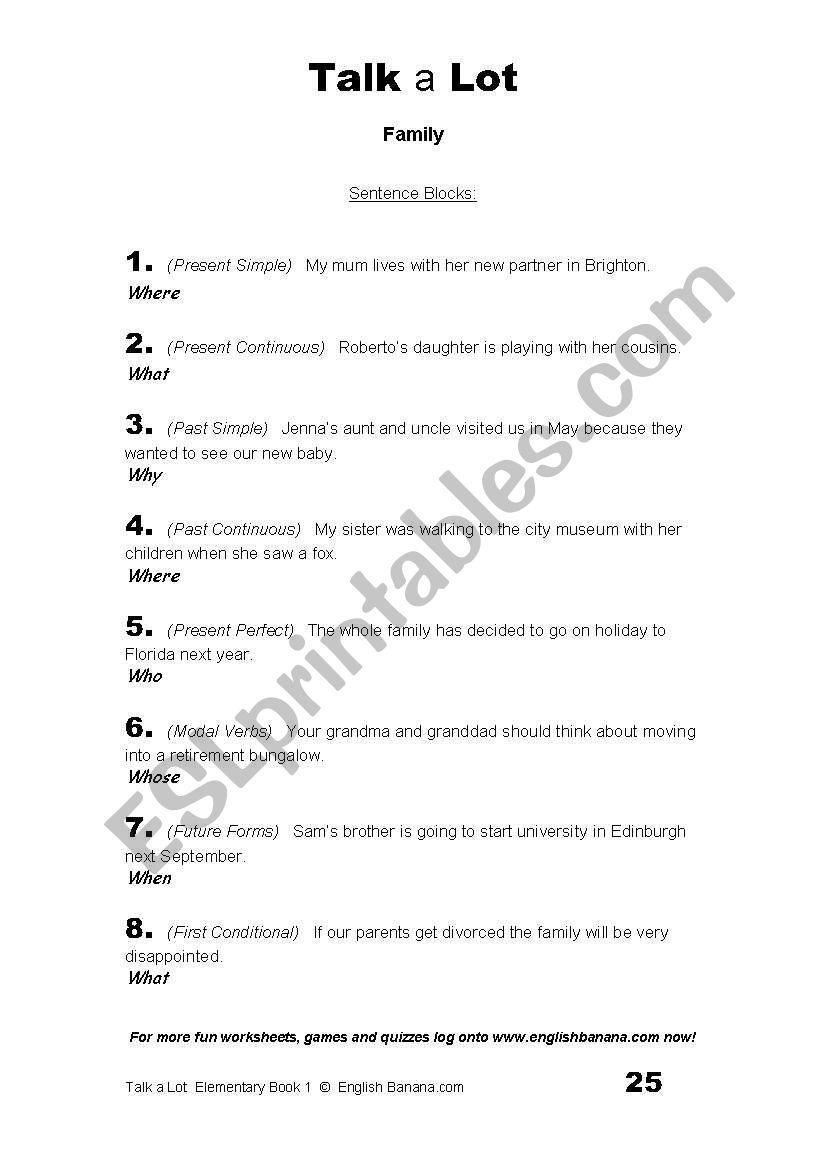 Grammar(family) worksheet