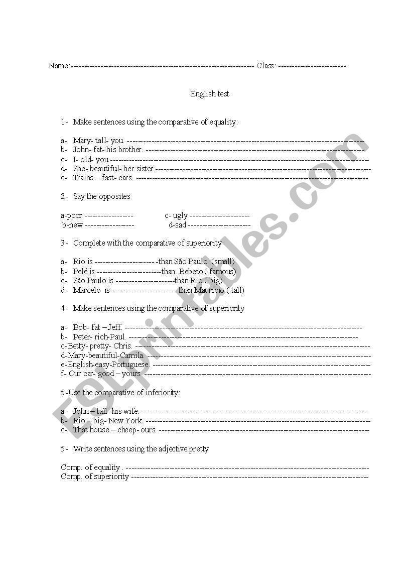 comparative degree worksheet