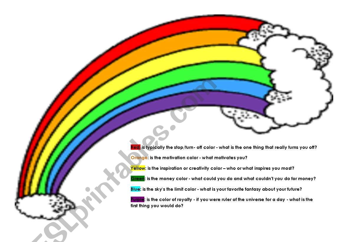 Rainbow speaking exercise worksheet