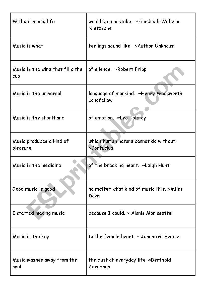 Music matching  worksheet