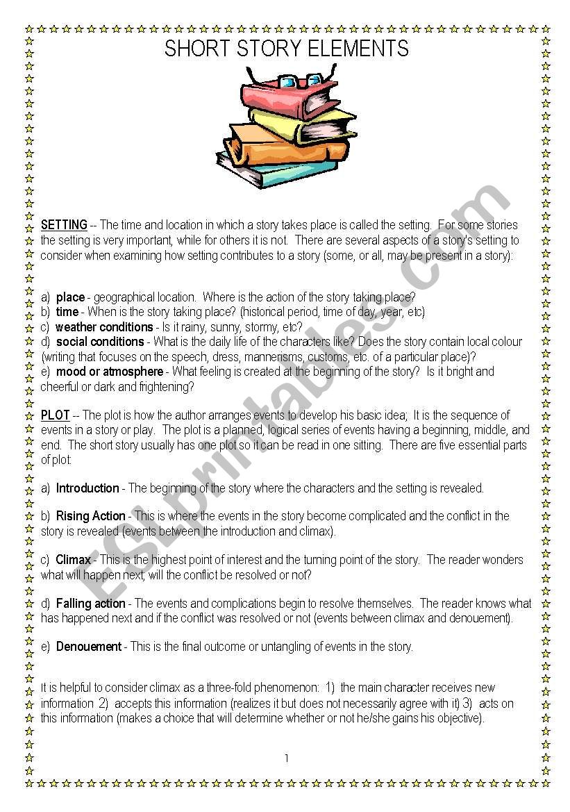 Short story elements worksheet