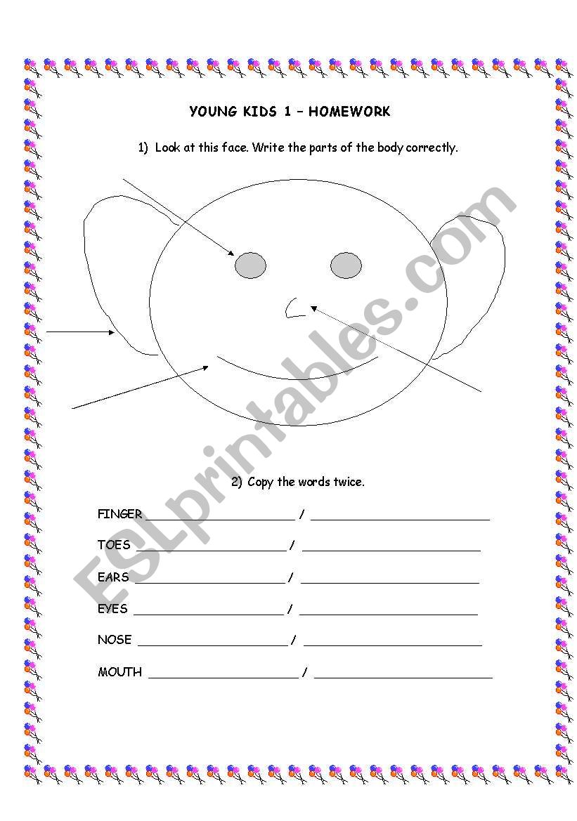 PARTS OF THE BODY worksheet
