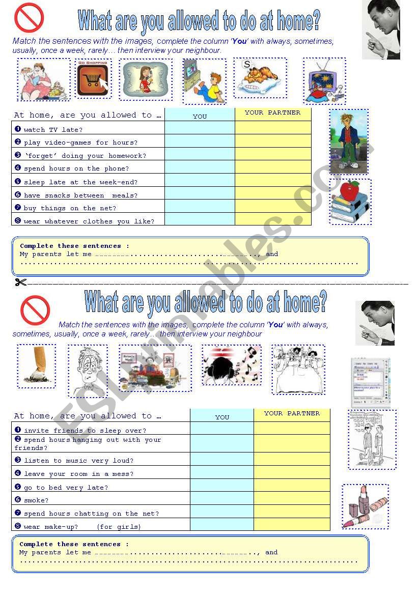 PAIR-WORK - what are you allowed to do at home?