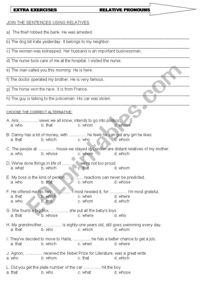 RELATIVE CLAUSES worksheet