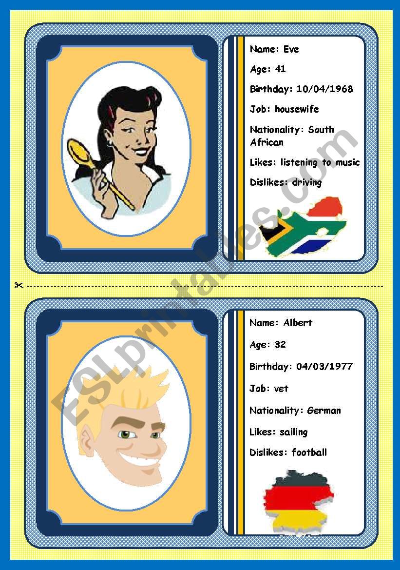 PERSONAL IDENTIFICATION - SPEAKING CARDS