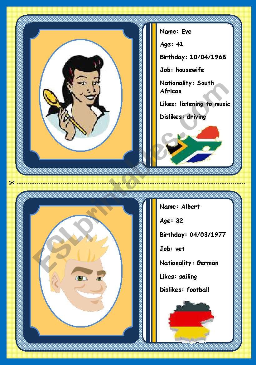 PERSONAL IDENTIFICATION - SPEAKING CARDS