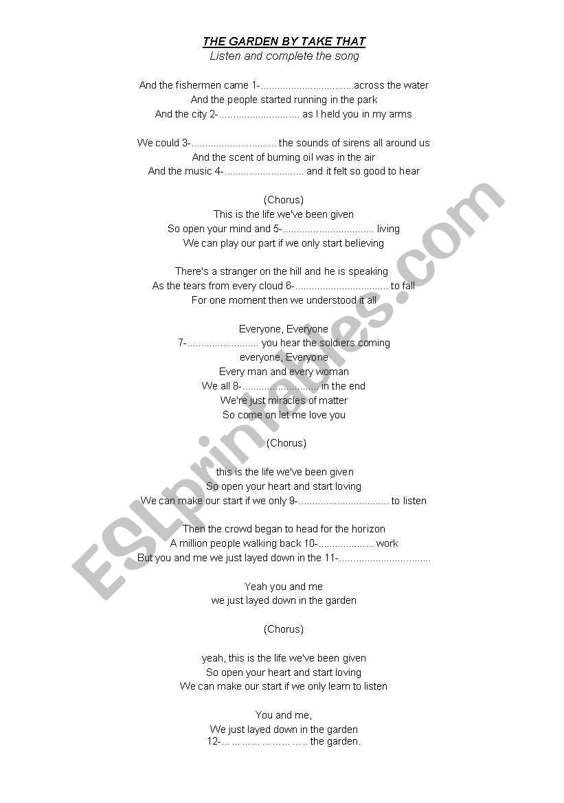 the garden worksheet