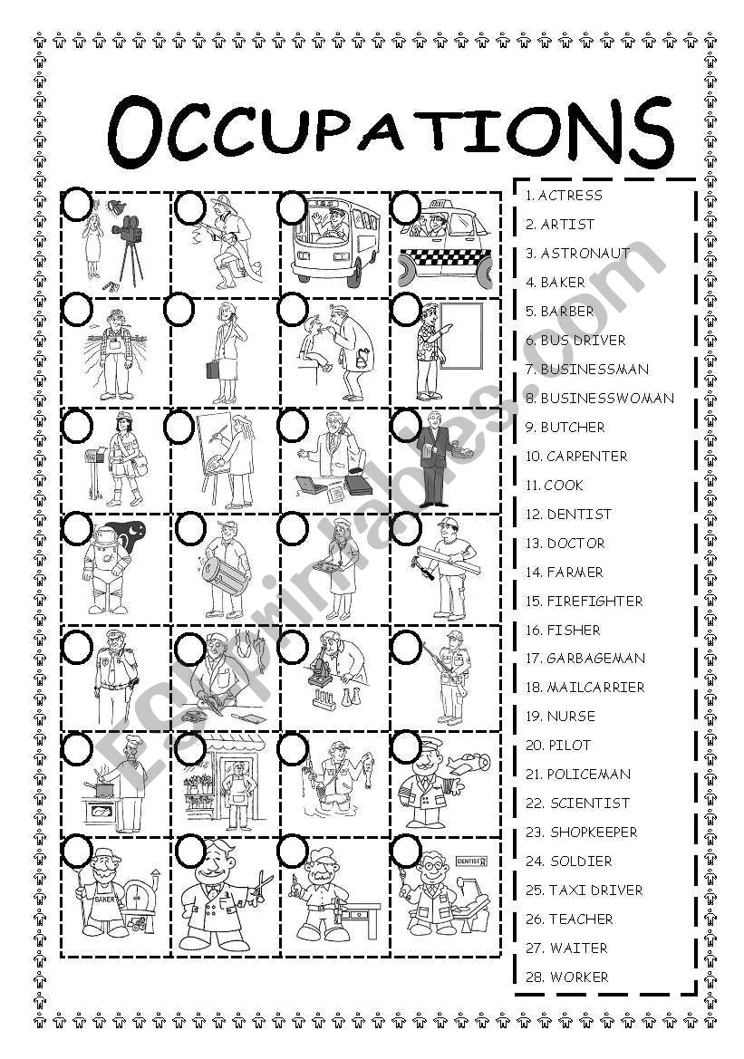 OCCUPATIONS worksheet