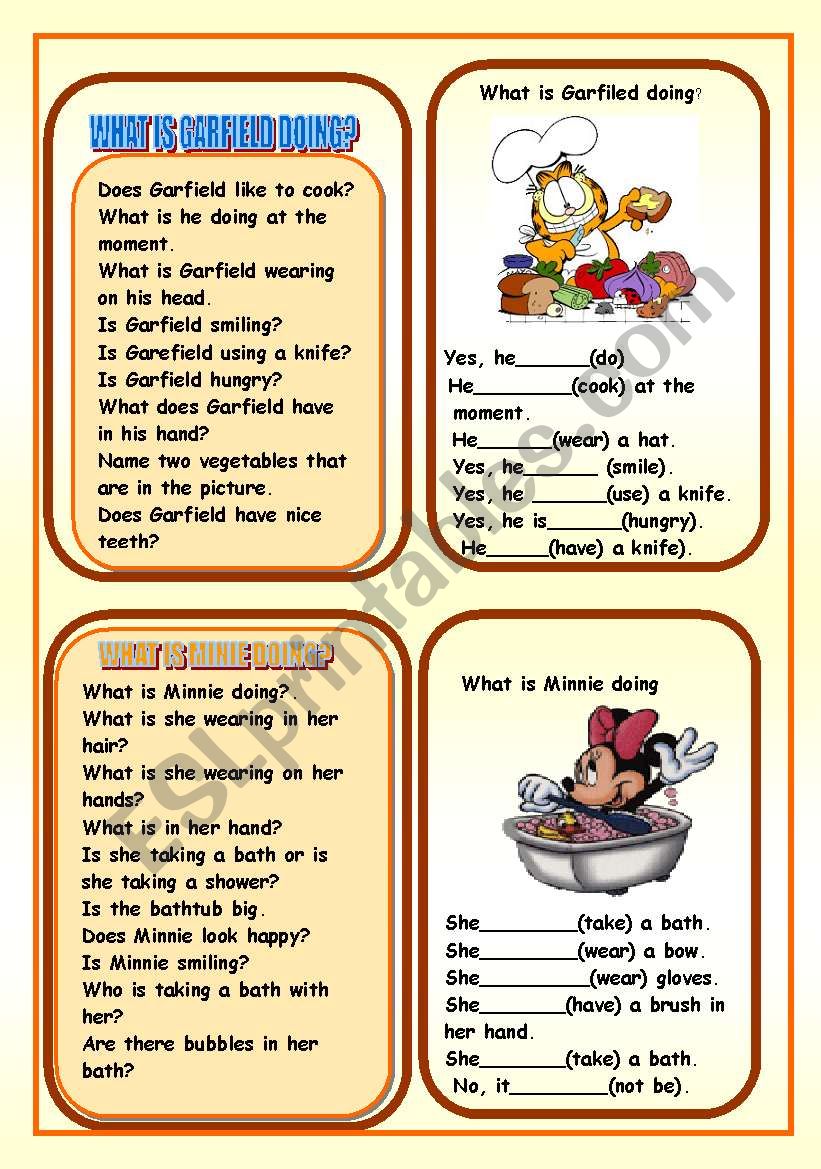 PRESENT CONTINUOUS VS. SIMPLE PRESENT FLASH CARDS