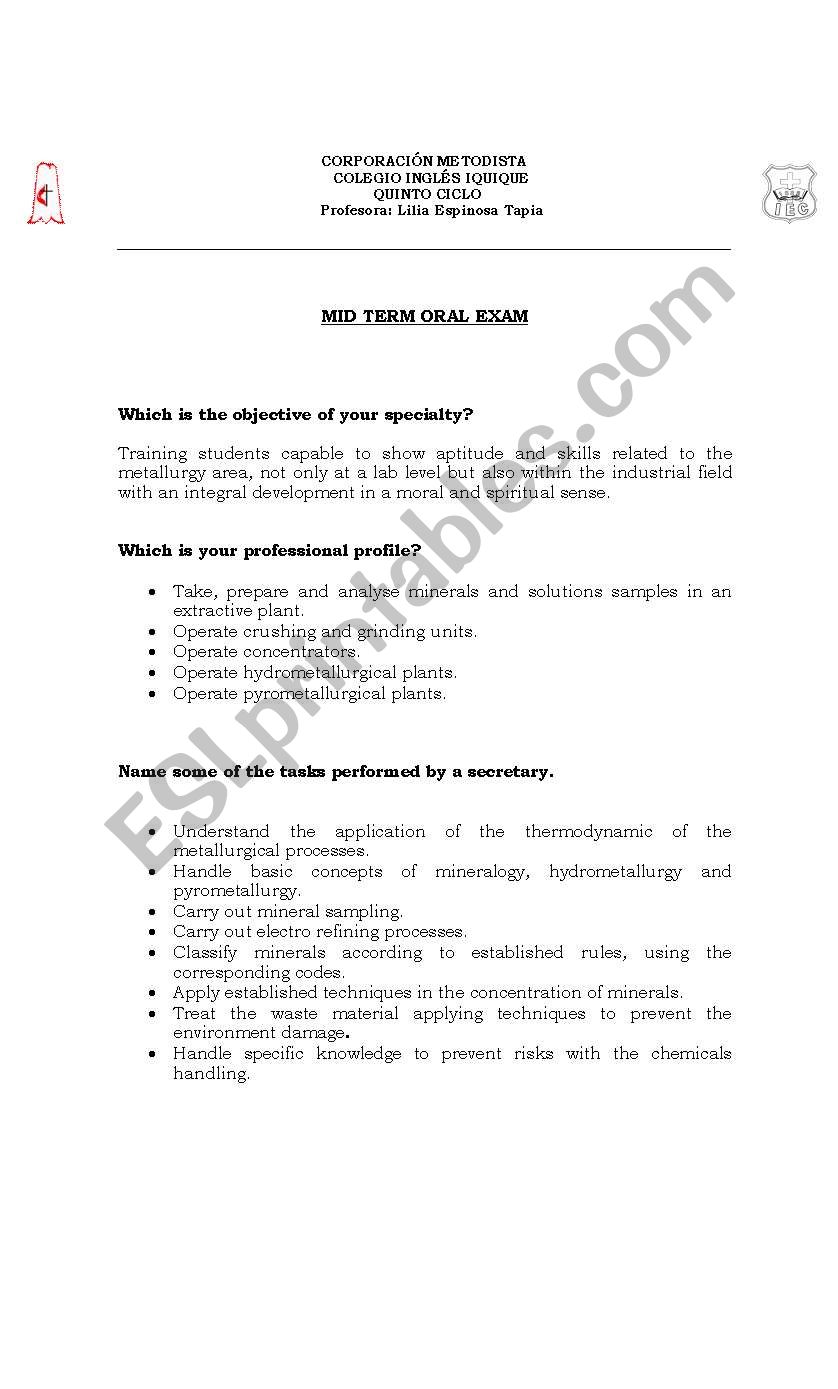 GENERAL METALURGY QUIZ worksheet