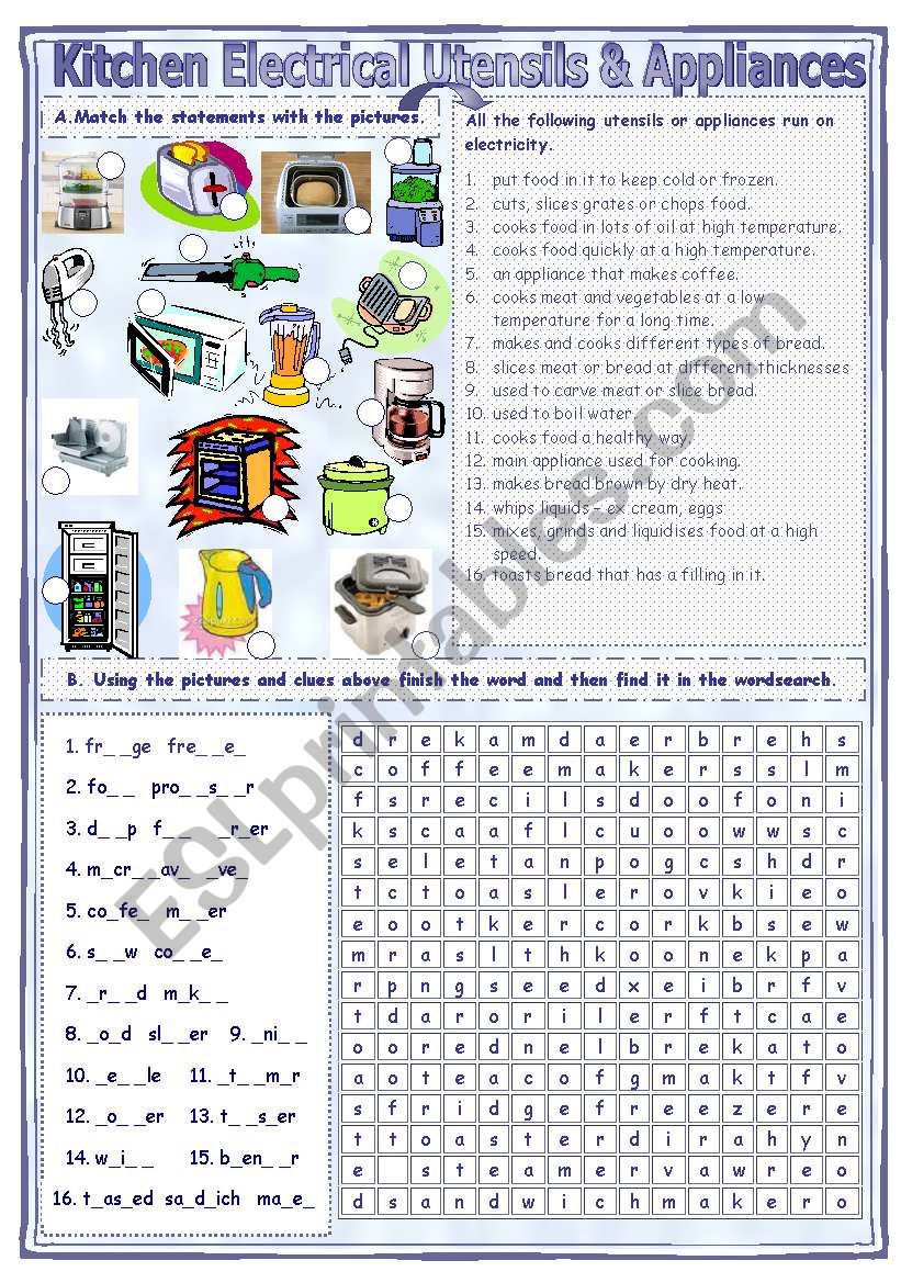 Match & Find Kitchen - Electrical Utensils & Appliances