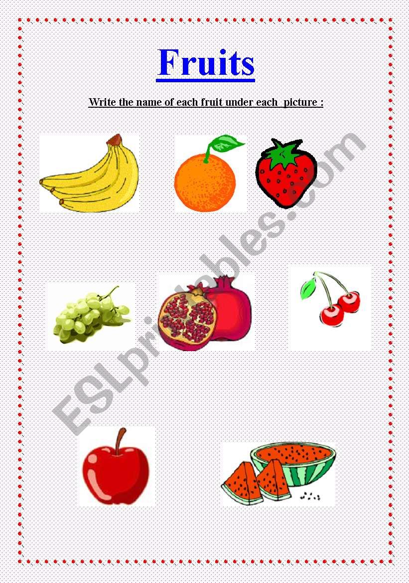 Fruits worksheet