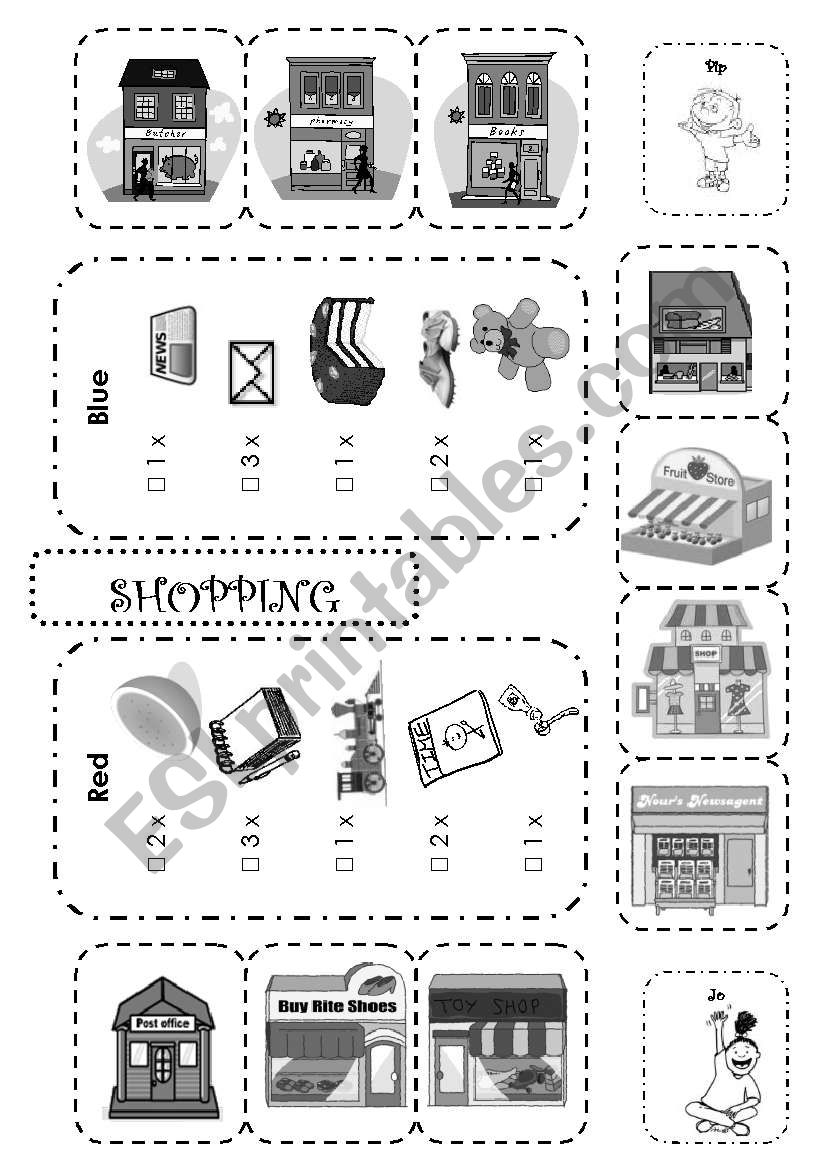 B&W version of Going Shopping Boardgame 2/2