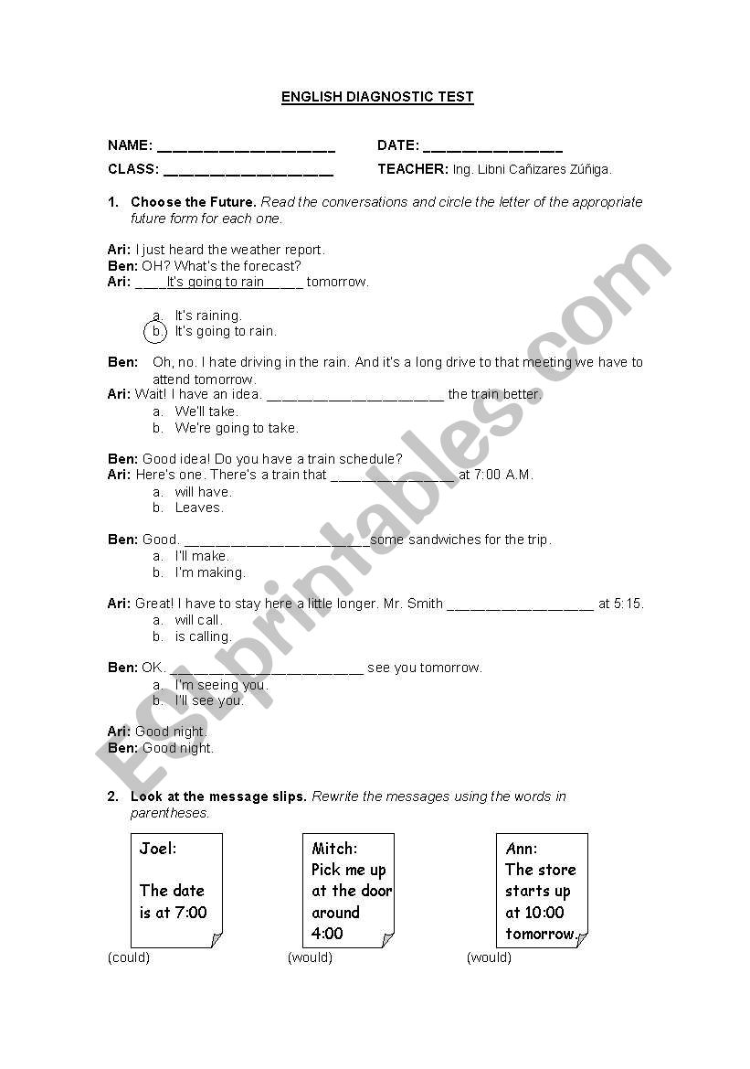 ENGLISH TEST worksheet