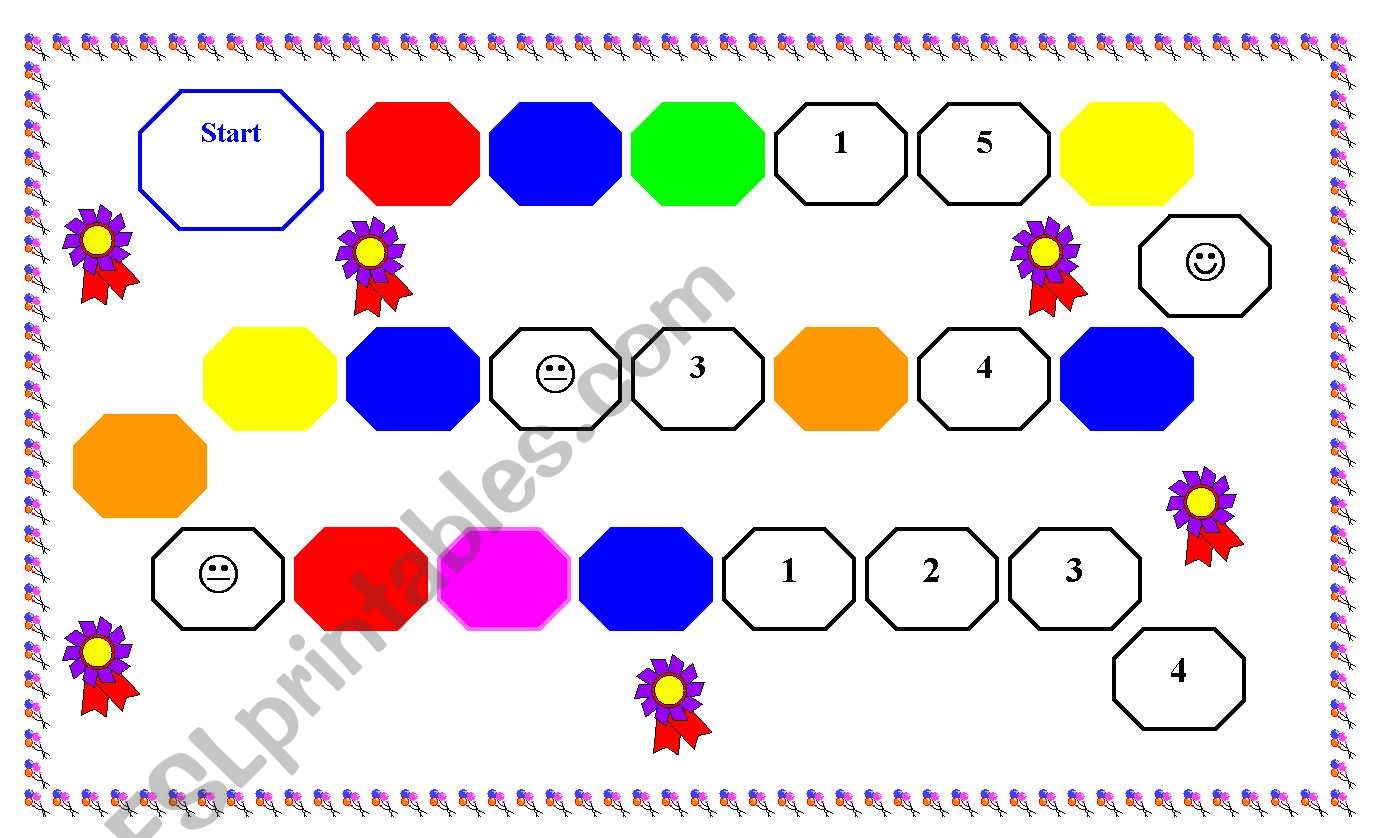 gameboard numbers and colours worksheet
