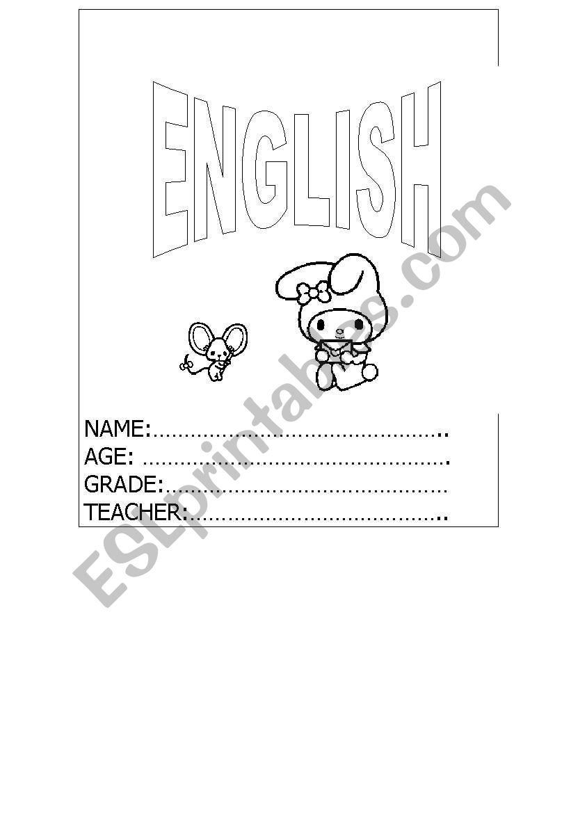 ENGLISH COPY BOOK COVER worksheet