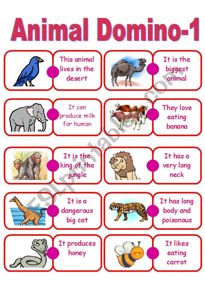 Animal Domino worksheet