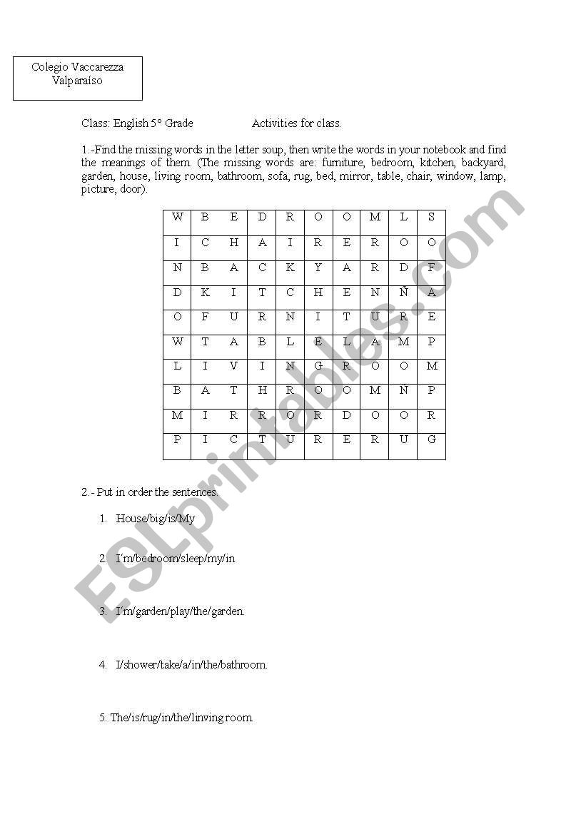 The house worksheet