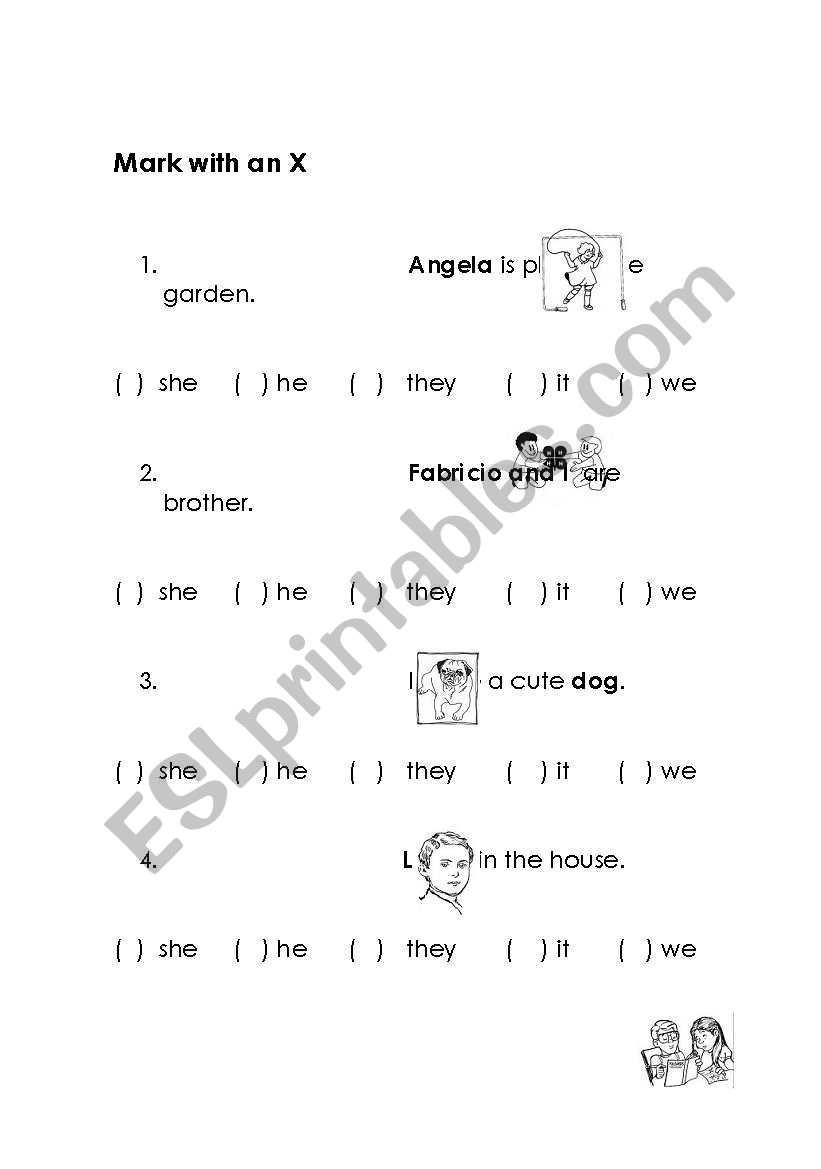 English worksheets: Practice Worksheet For Pronouns