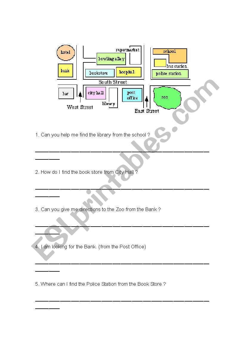 Directions worksheet