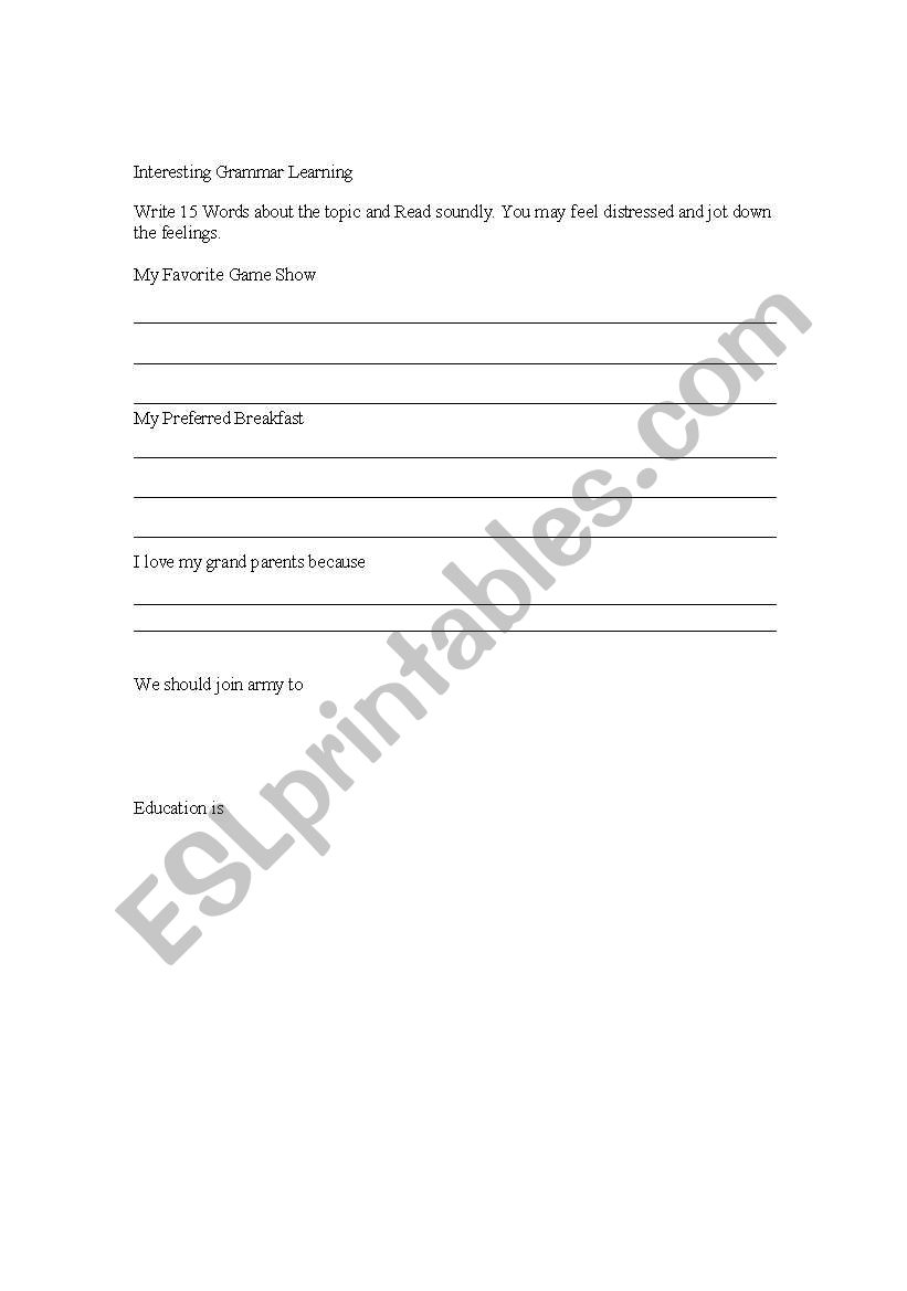 Interesting learning grammar worksheet