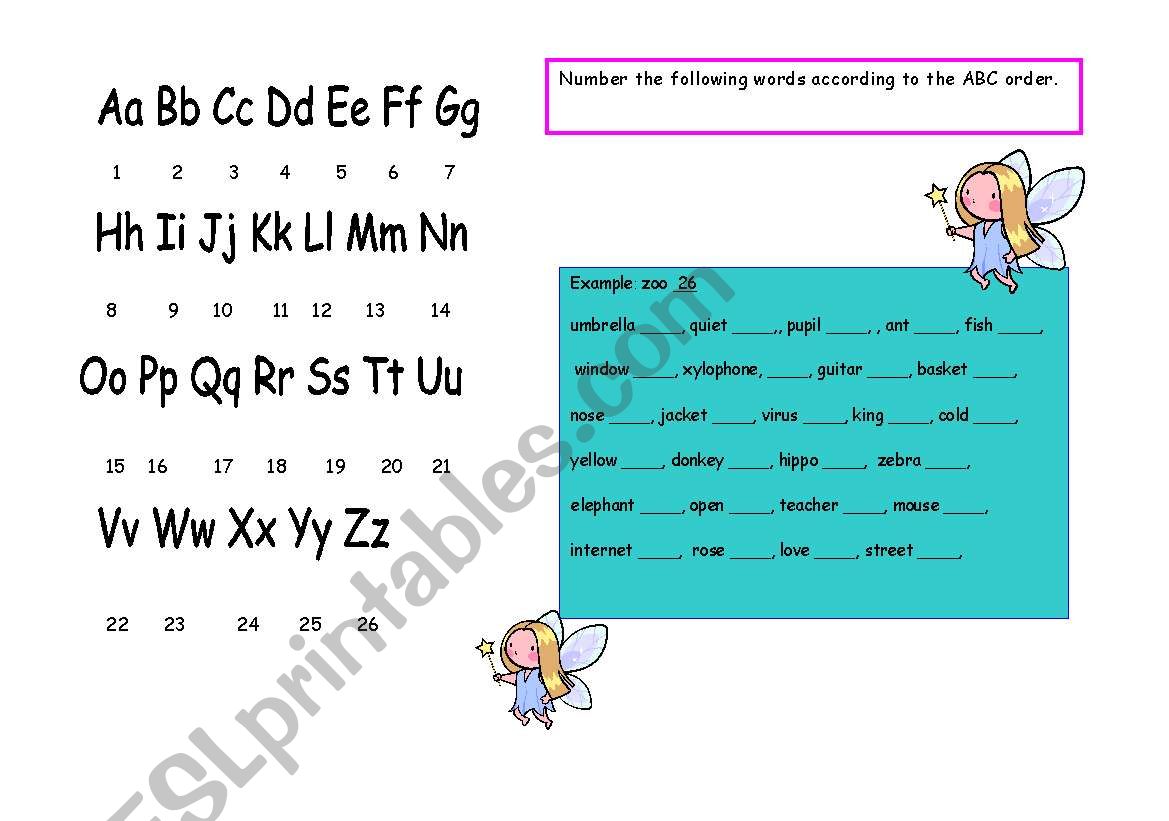 Practice ABC Order worksheet