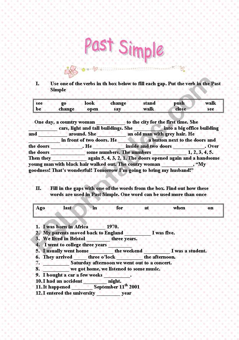 Past Simple (new worksheet) worksheet