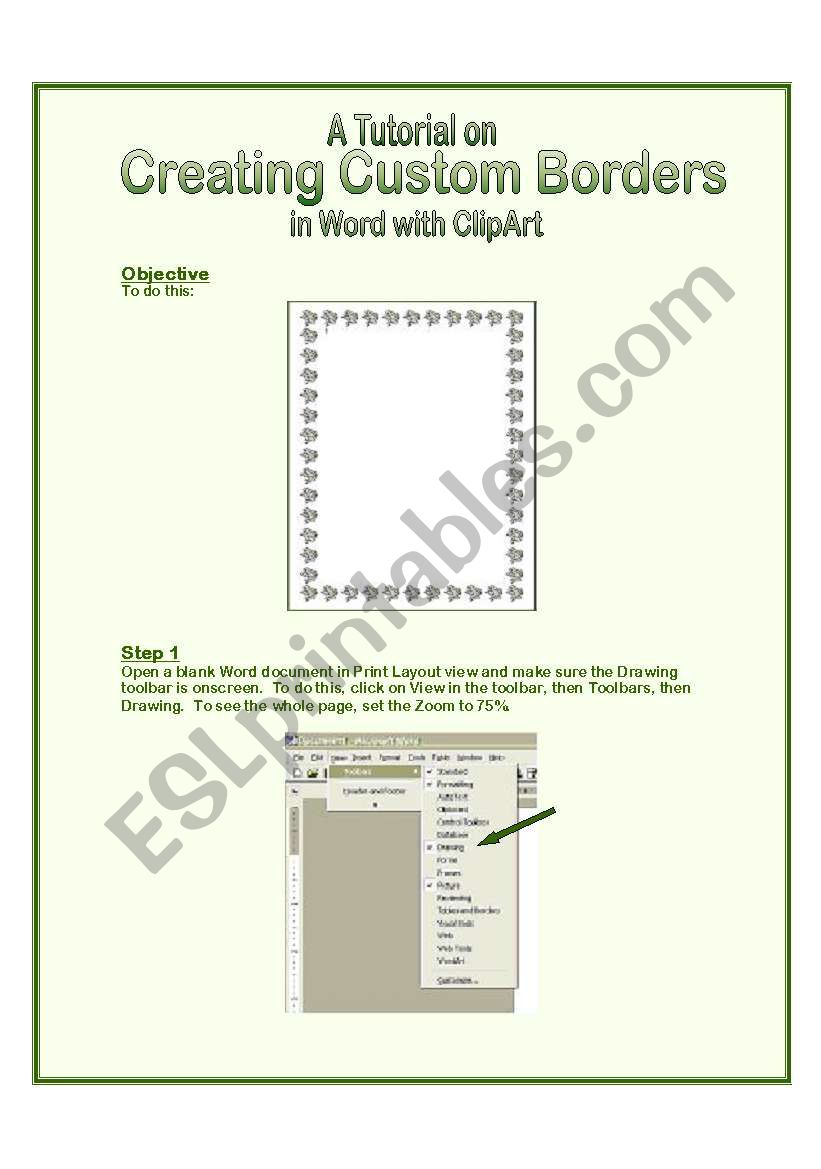 Custom Border Tutorial worksheet