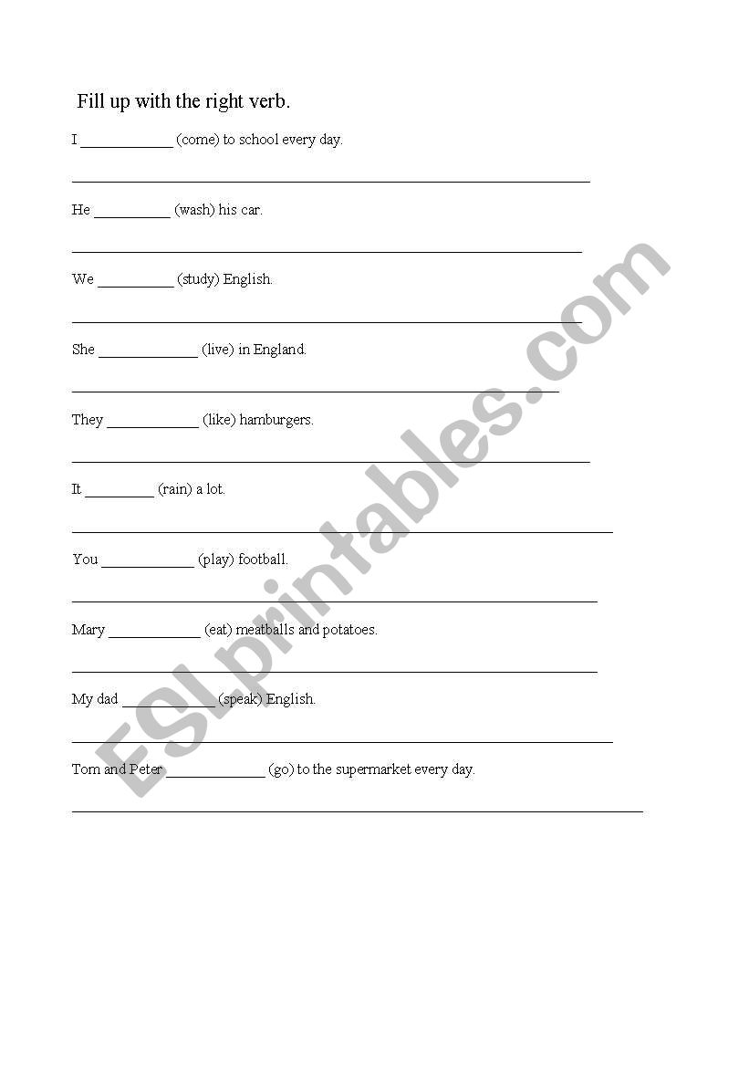 Verbs worksheet