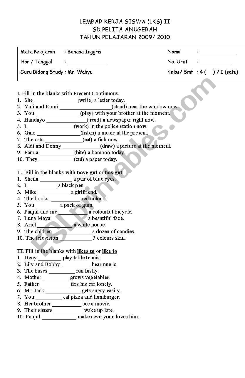 Test 1 for 4th grade elementary school