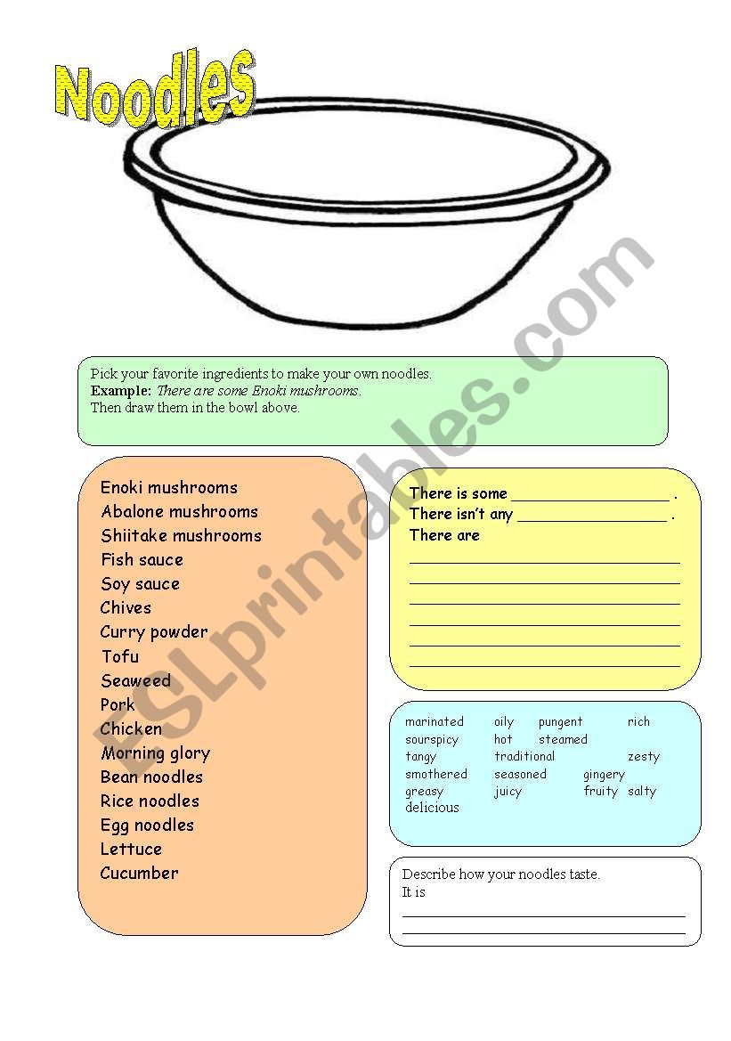 noodles worksheet