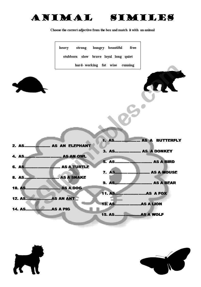 Animal Similes worksheet