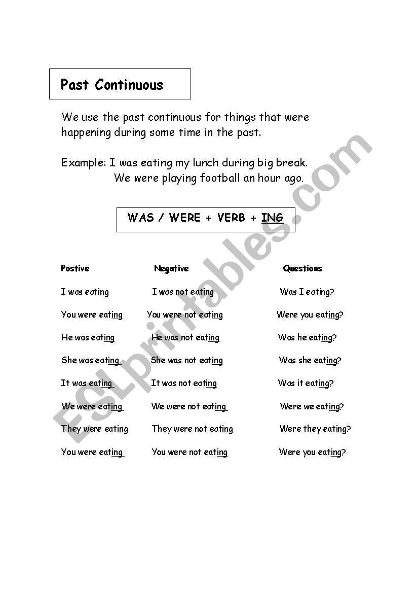 Past Continuous worksheet