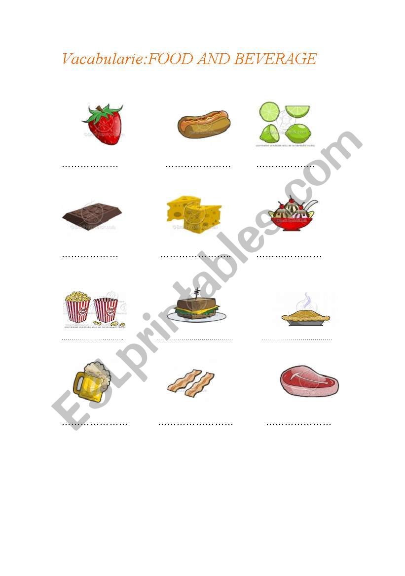 food worksheet