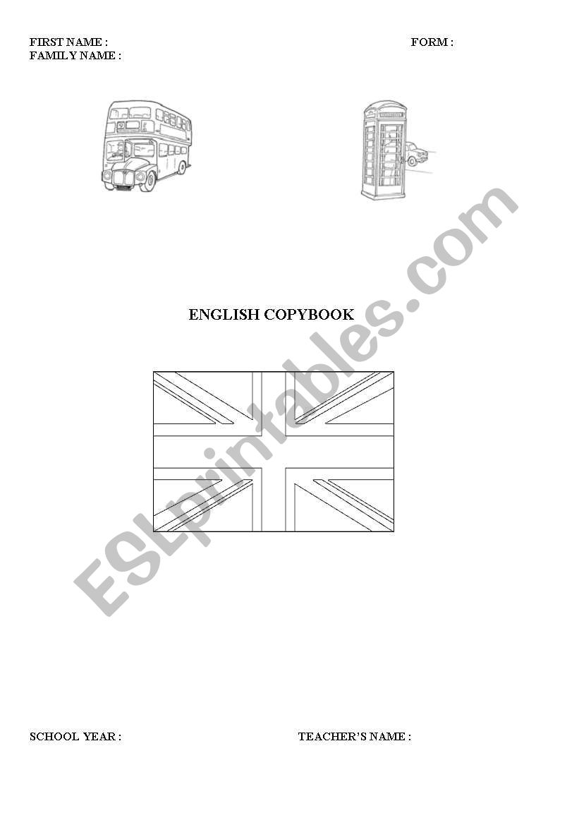 copybook presentation sheet to be coloured by the pupils