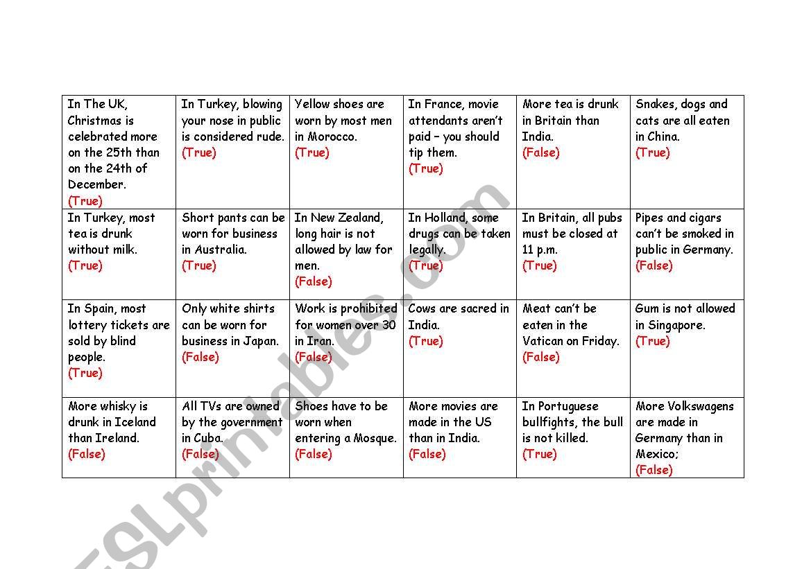 Passives Board Game worksheet