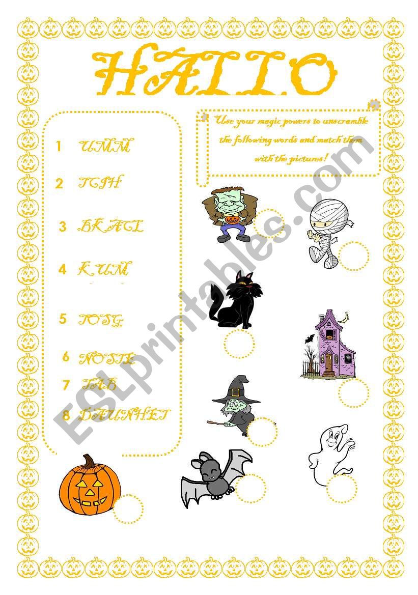 Unscramble the words - Halloween