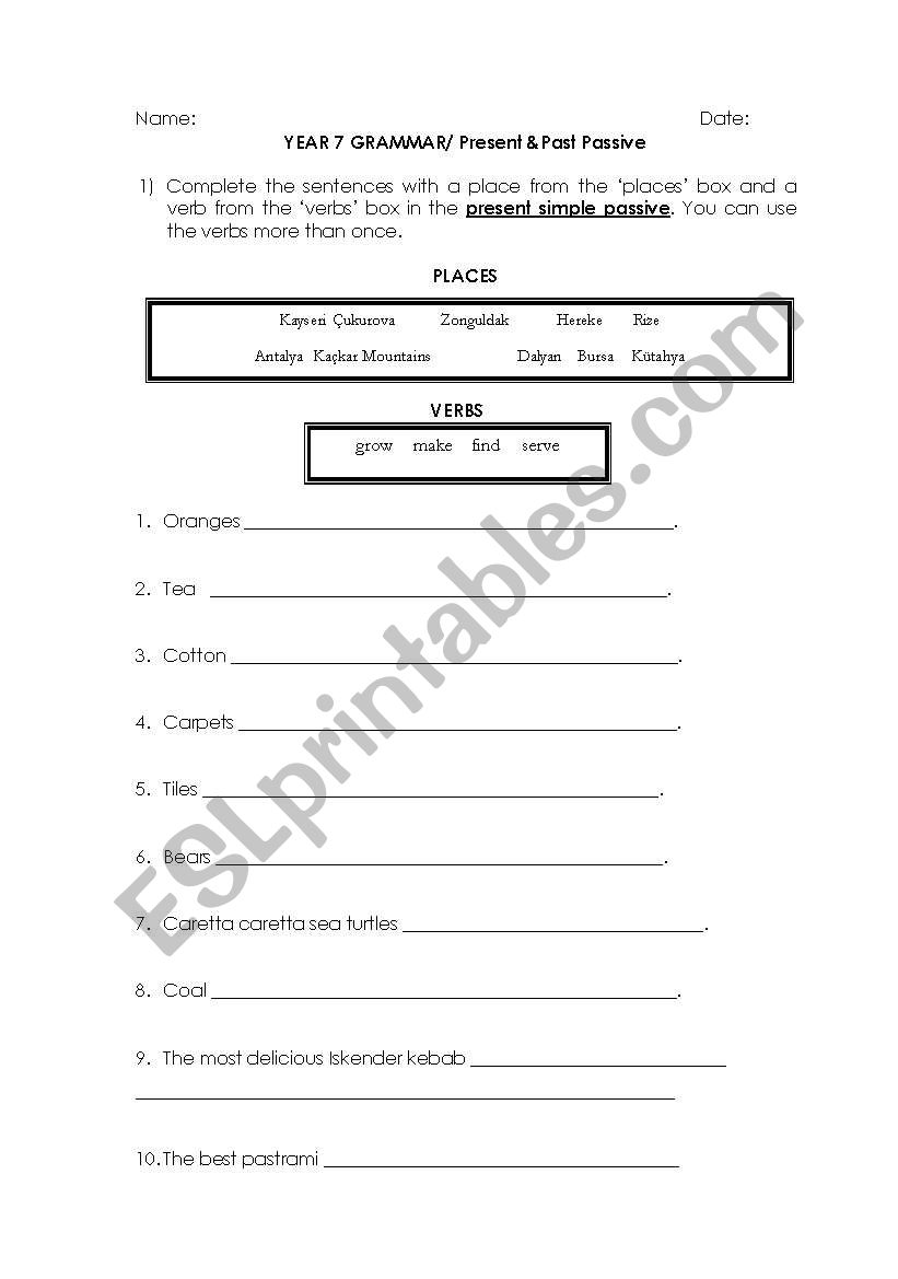 Present and Past Passive worksheet