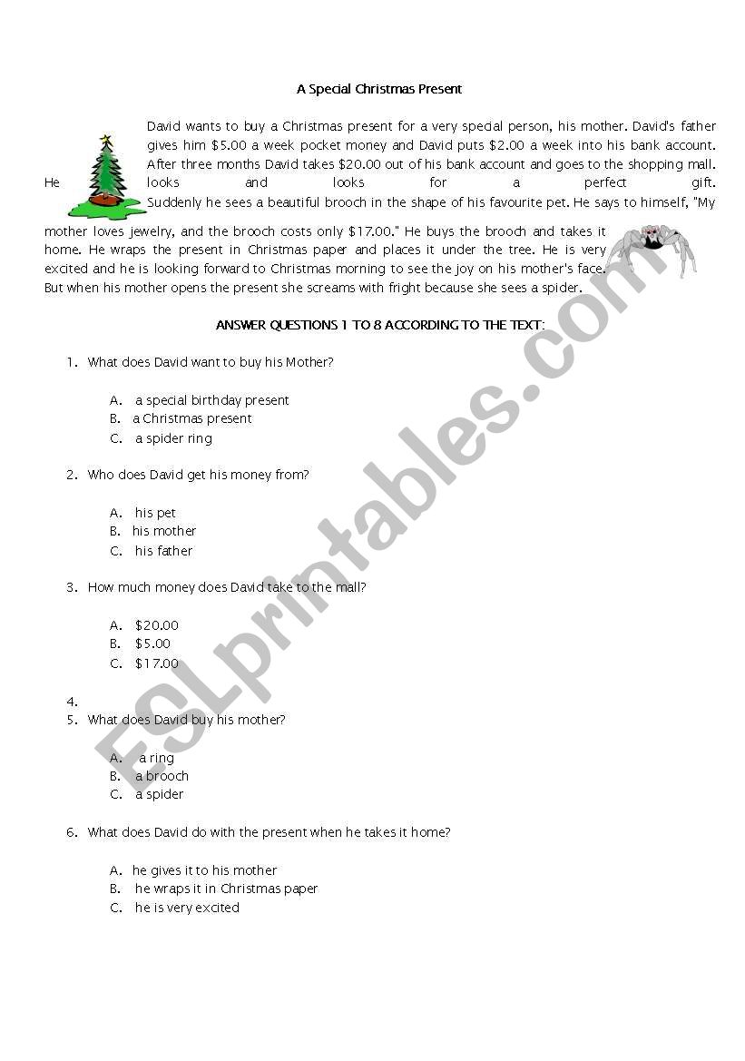 READING COMP TEST worksheet