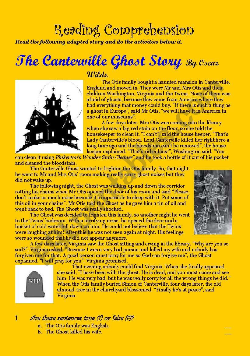 The Canterville Ghost Story: Reading Comprehension
