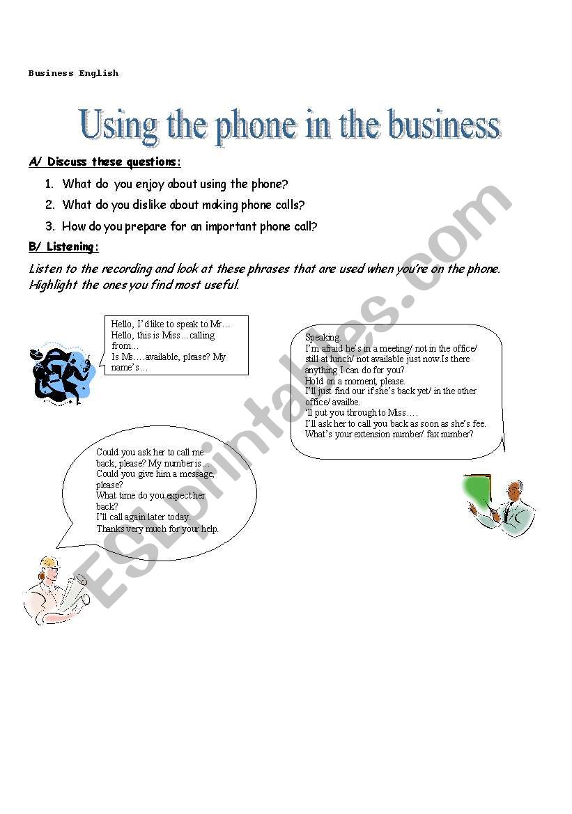 Using the phone in the business