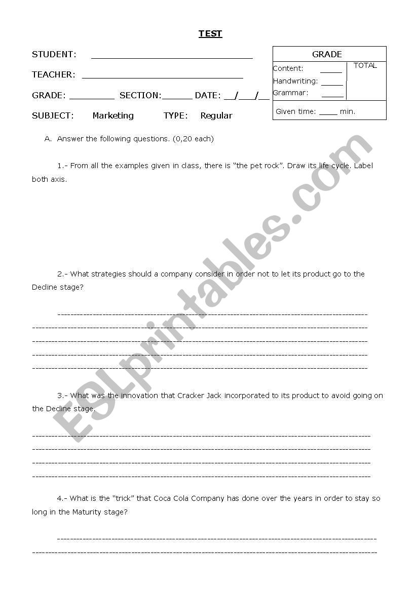 Price Strategies in Marketin worksheet